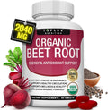 Toplux Organic Beet Root Powder Tablets - 2040mg Natural Nitric Oxide Beets to Support, Energy, Black Pepper Better Absorption, Non-GMO, for Men Women, 90 Tablets