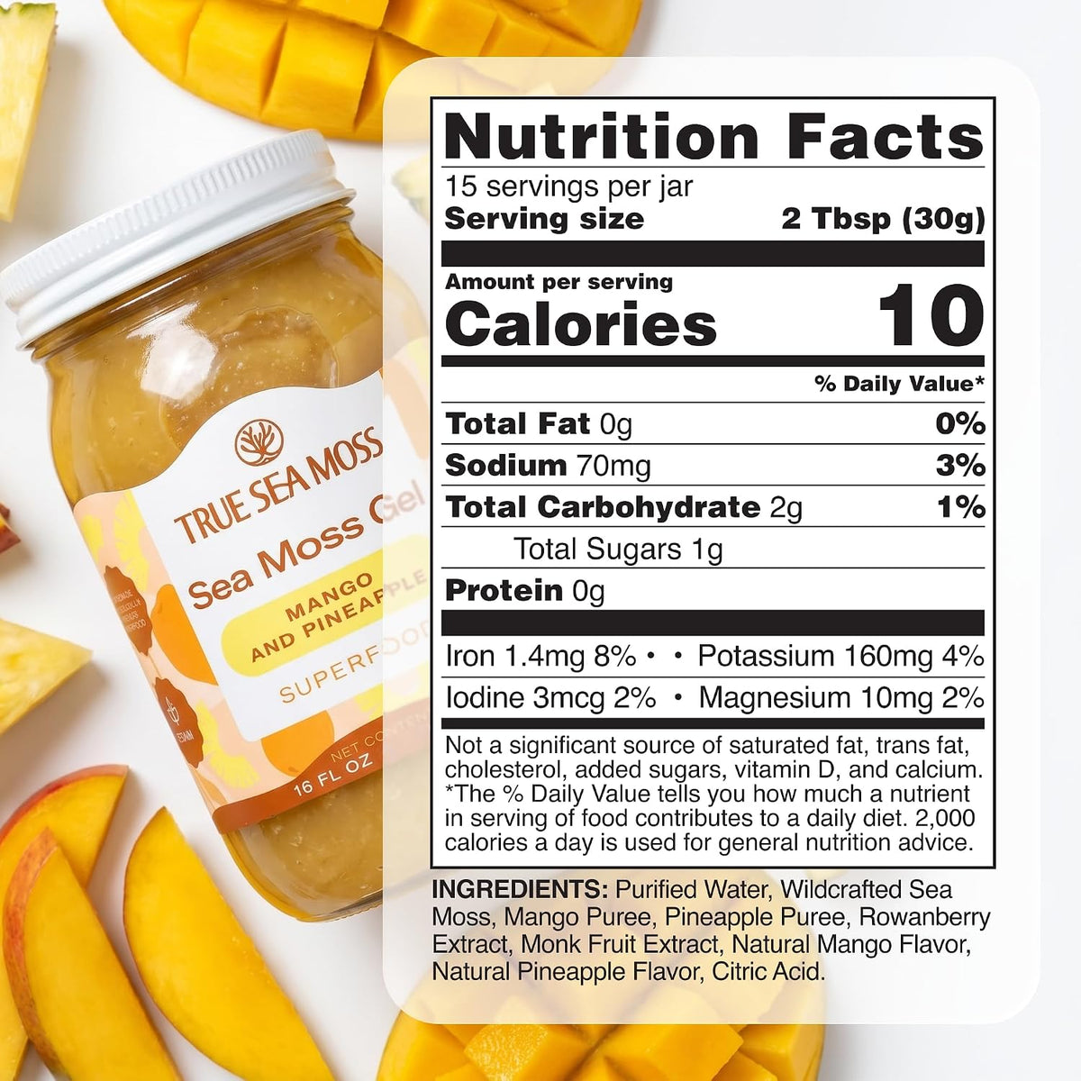 TrueSeaMoss Sea Moss Gel – Mango/Pineapple, Pack of 1 (Labels may Vary)